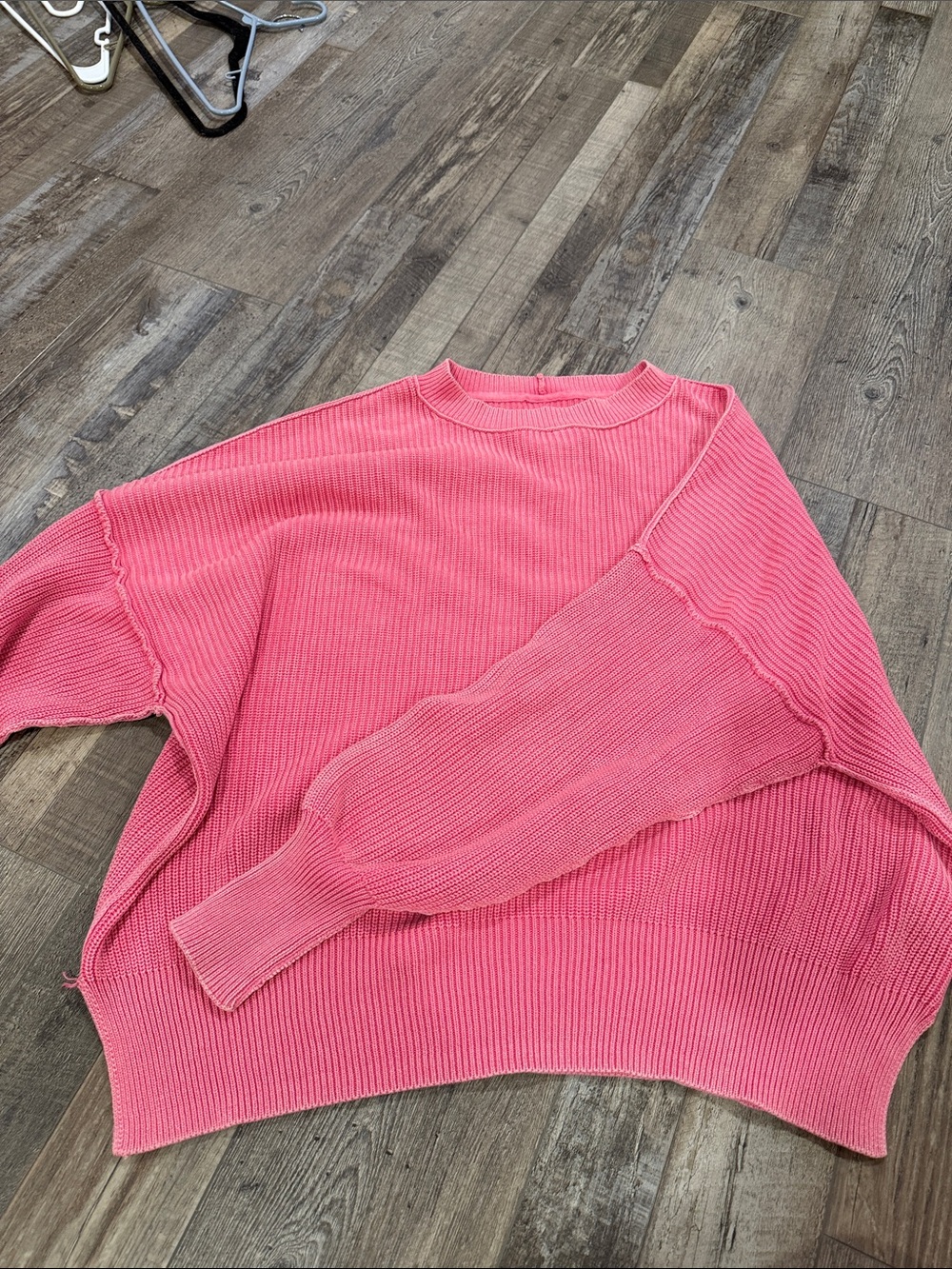 aerie Coral Pink Ribbed Crewneck Sweater